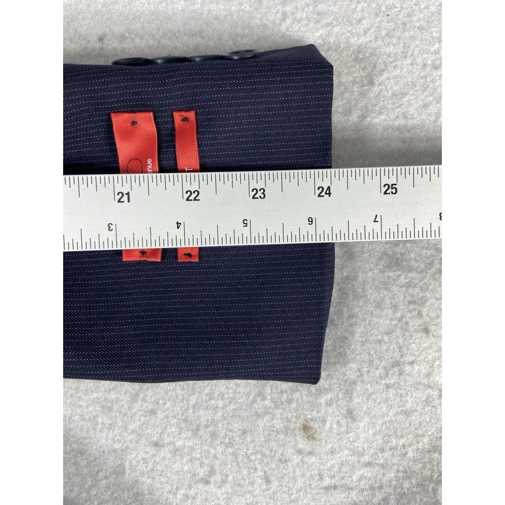 Red Saks Fifth Avenue 2PC Suit Mens 40R Blue Trim Fit Striped Via Manzoni Wool